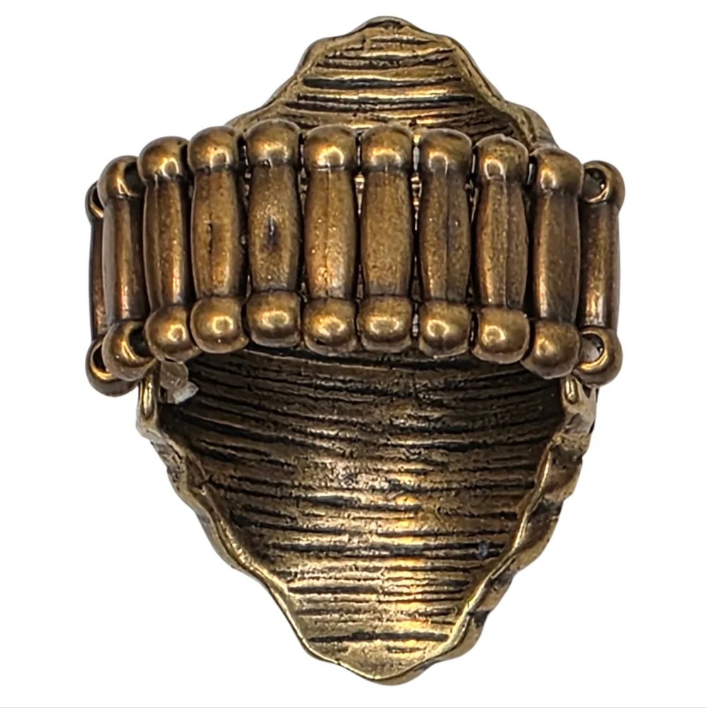 Opulent Opera Ring Oversized Chunky Marquise Cut Stretch Band Brass Boho Jewelry